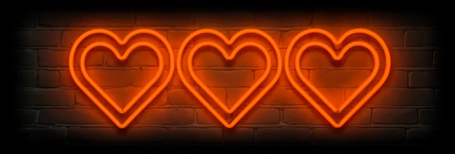 Three Orange Hearts — neon